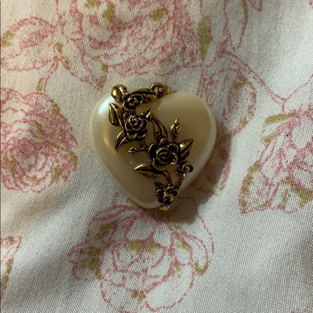 Golden Flower Heart Charm